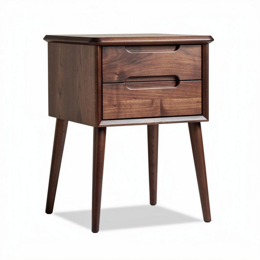 Table de chevet en bois avec deux tiroirs dimension 50 x 40 x 60cm couleur noyer