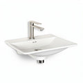 Lavabo carré en céramique blanche avec robinet en acier inoxydable 60 x 40 x 15cm
