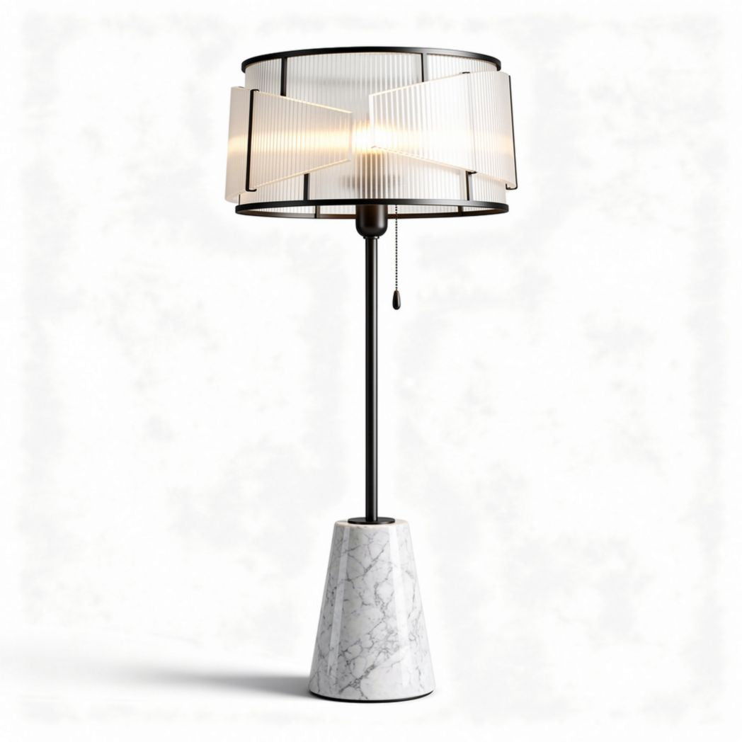 Lampe de table en marbre avec abat-jour en matériau translucide 30 x 30 x 60cm