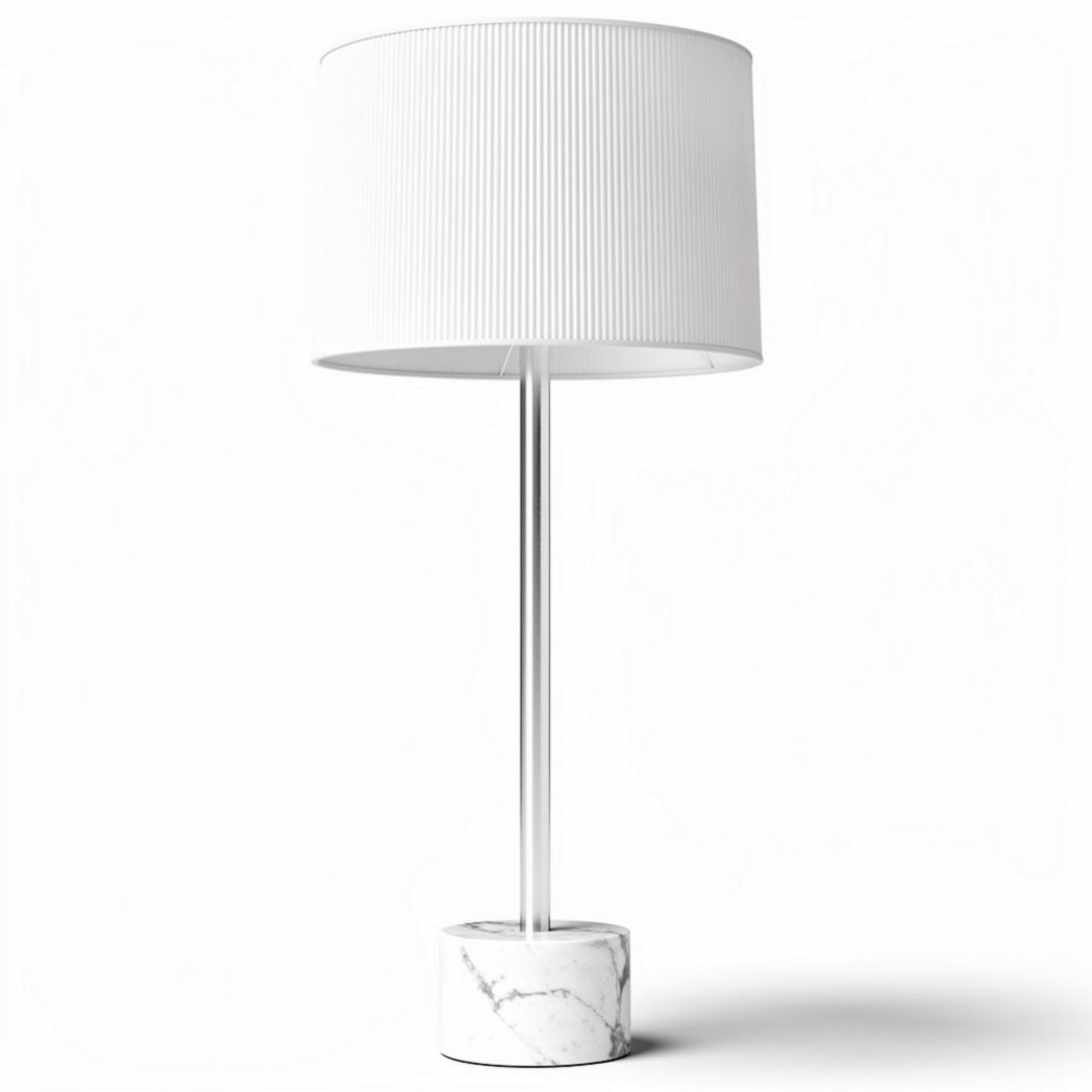 Lampe sur pied en marbre blanc avec abat-jour en tissu couleur blanche 20 x 20 x 70cm