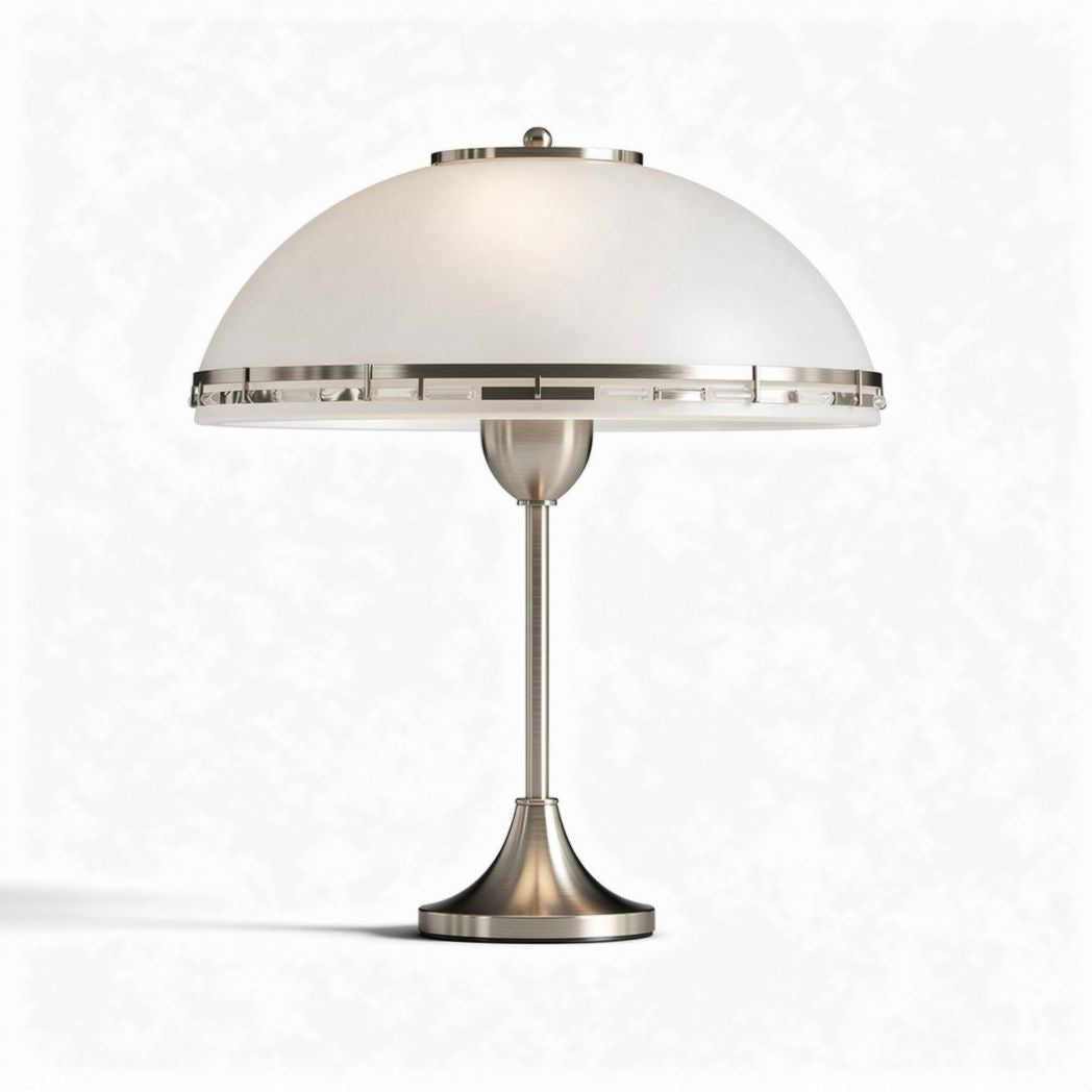 Lampe de bureau en métal et verre opale blanc dimensions 25 x 25 x 40 cm
