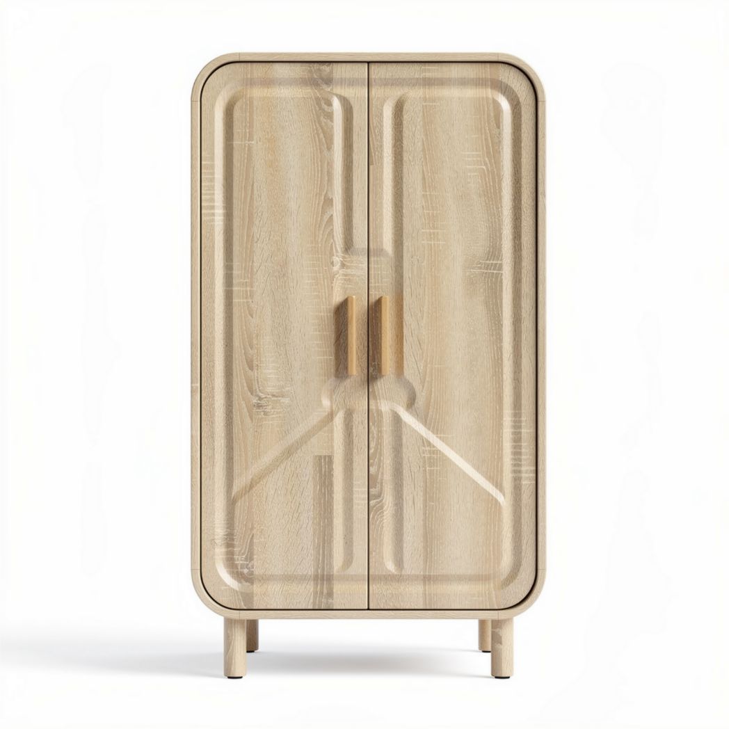 Armoire en bois beige design contemporain dimensions 80 x 40 x 120cm