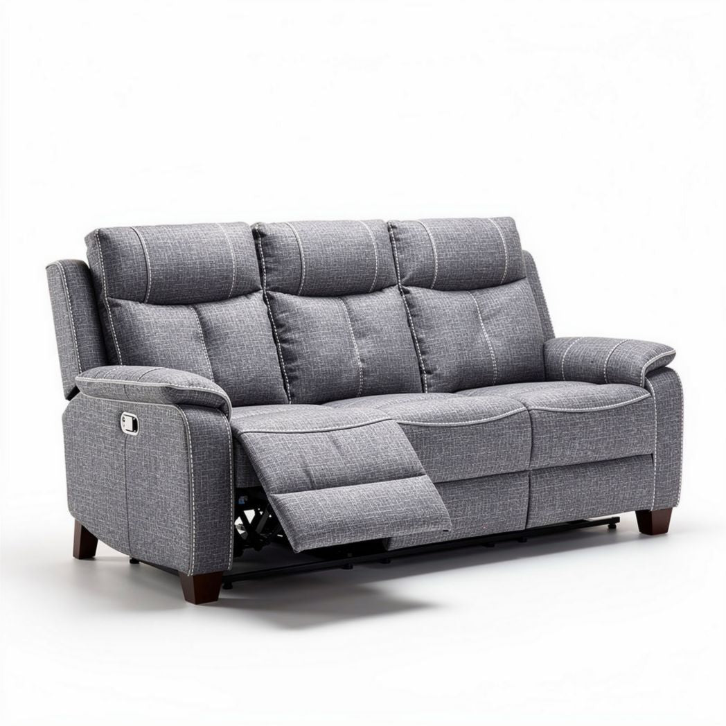 Canapé modulable en tissu gris avec fonction inclinable 210 x 90 x 90cm