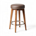 Tabouret de bar en bois avec assise en simili cuir marron 30 x 30 x 75cm