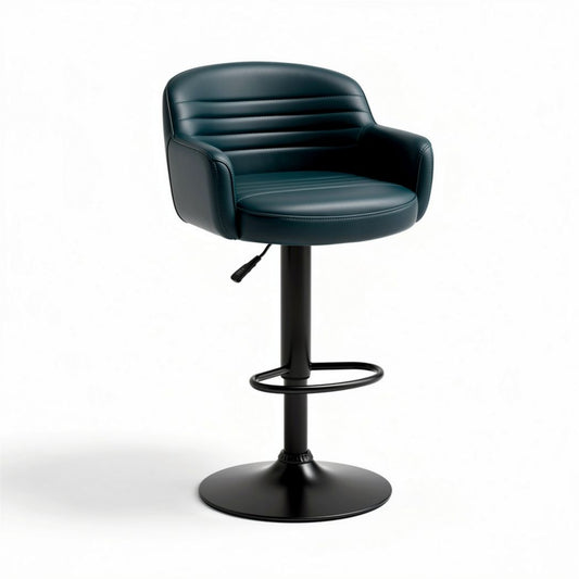 Tabouret de bar pivotant en simili cuir vert canard 45 x 45 x 90cm