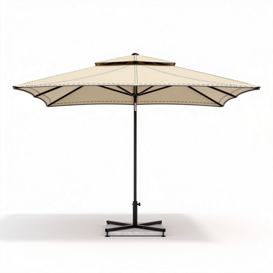 Parasol déporté en aluminium de 300 x 300 x 250 cm avec toile crème