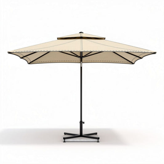 Parasol déporté en aluminium de 300 x 300 x 250 cm avec toile crème