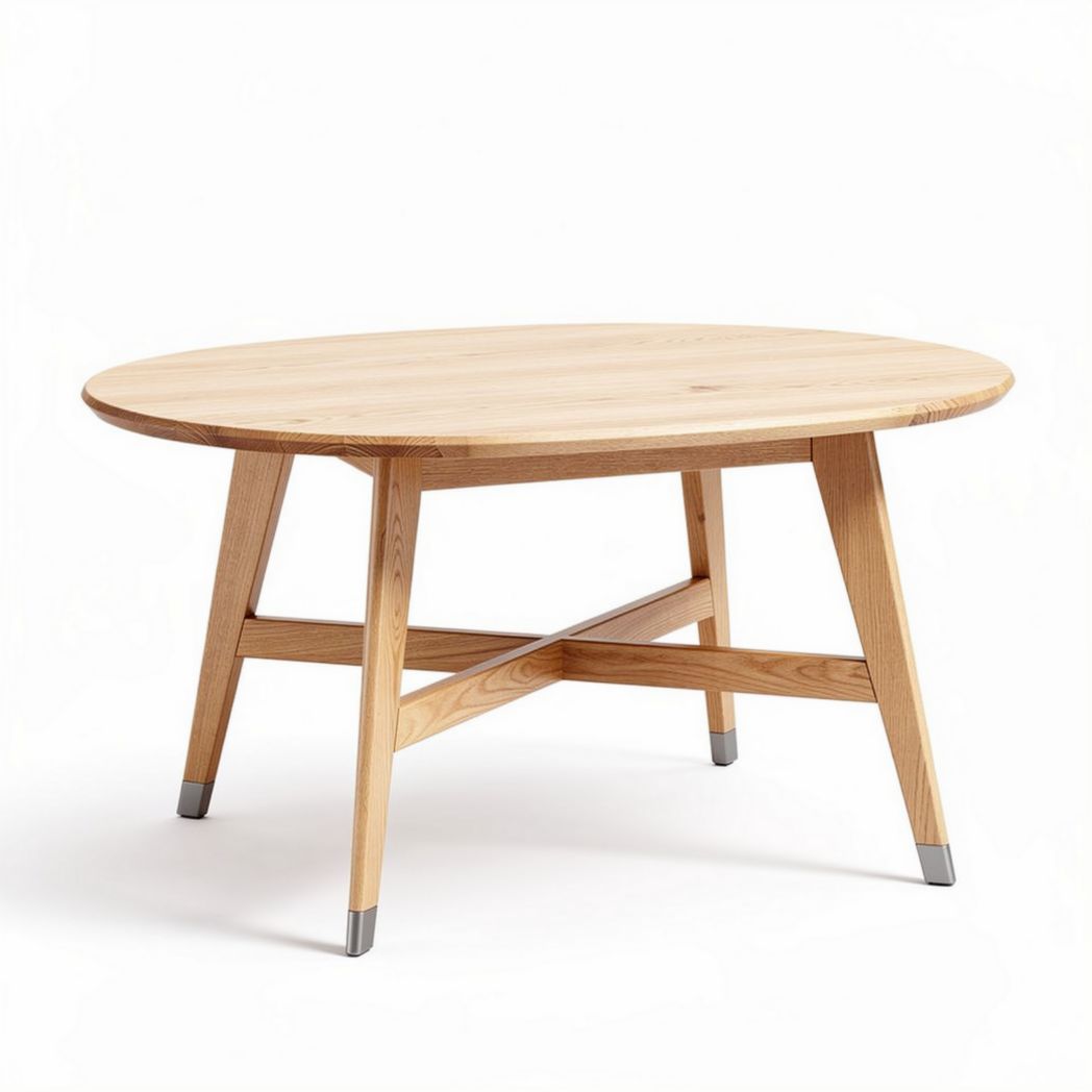 Table ronde en bois de chêne 120 x 120 x 75cm pour salle à manger