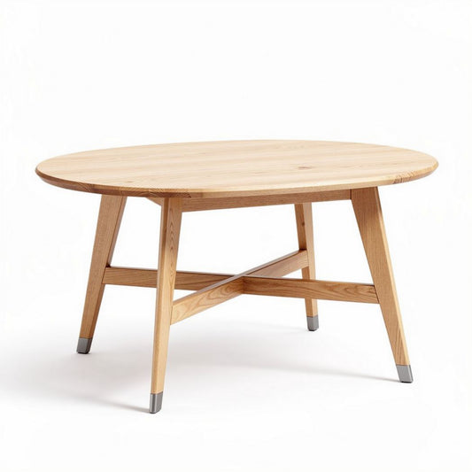 Table ronde en bois de chêne 120 x 120 x 75cm pour salle à manger