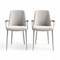 Chaises en tissu gris avec accoudoirs en métal argenté dimensions 50 x 55 x 85cm